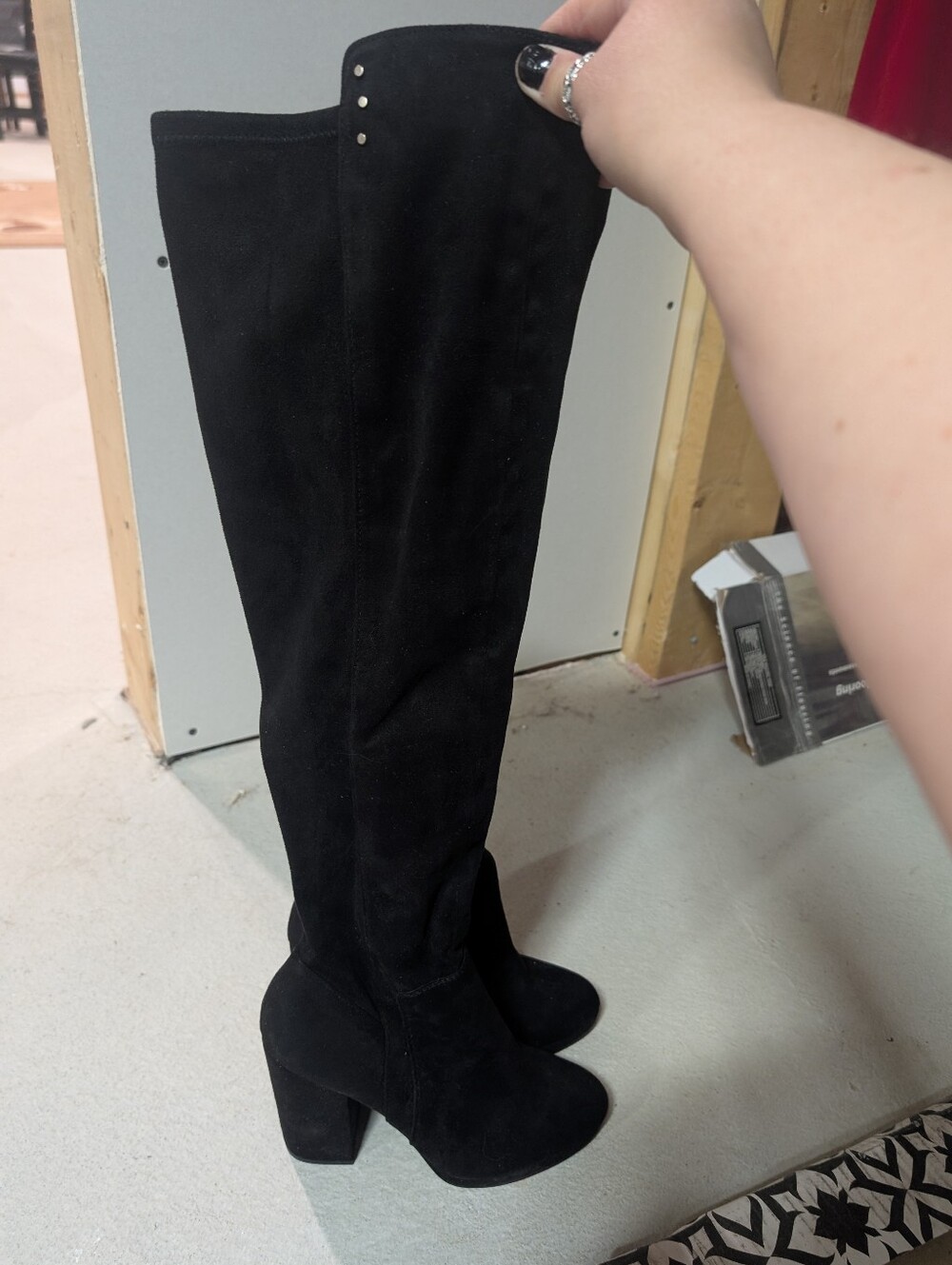 Black Over-the-Knee Block Heel Boots - Women